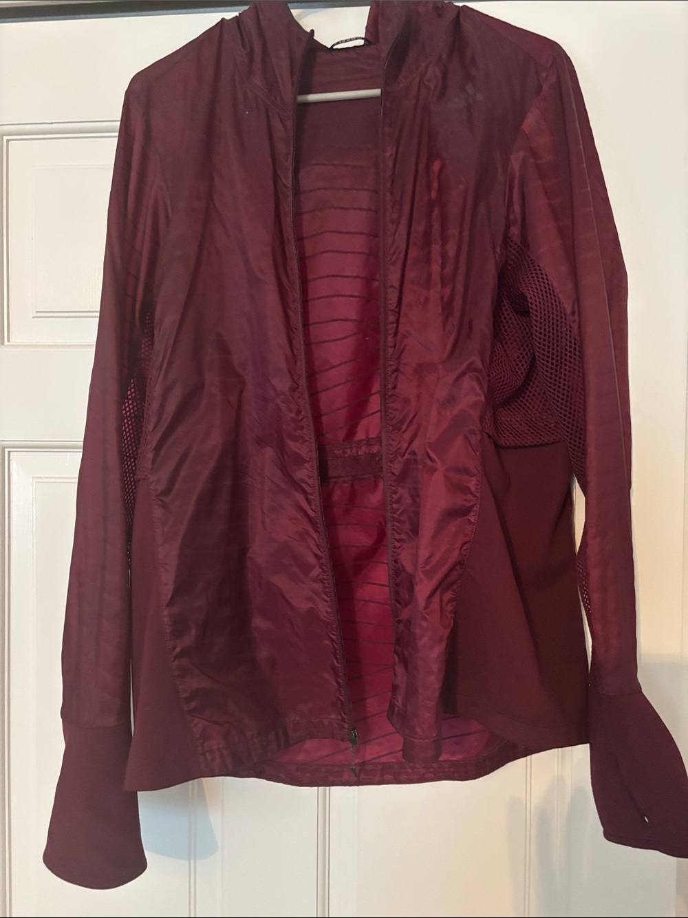 Adidas running Jacket in a maroon/burgundy